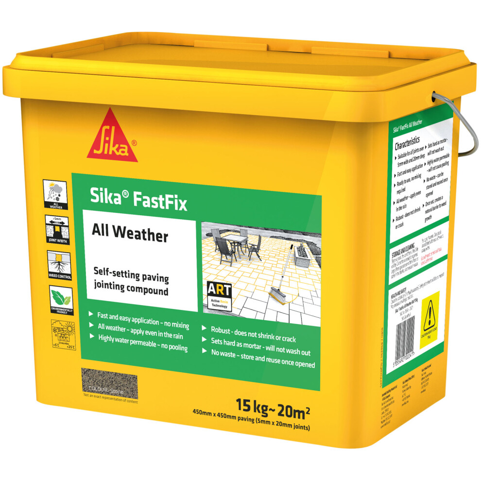 Sika Fastfix All Weather Jointing Compound Stone 15Kg [Skffixstn16] 5055492703101
