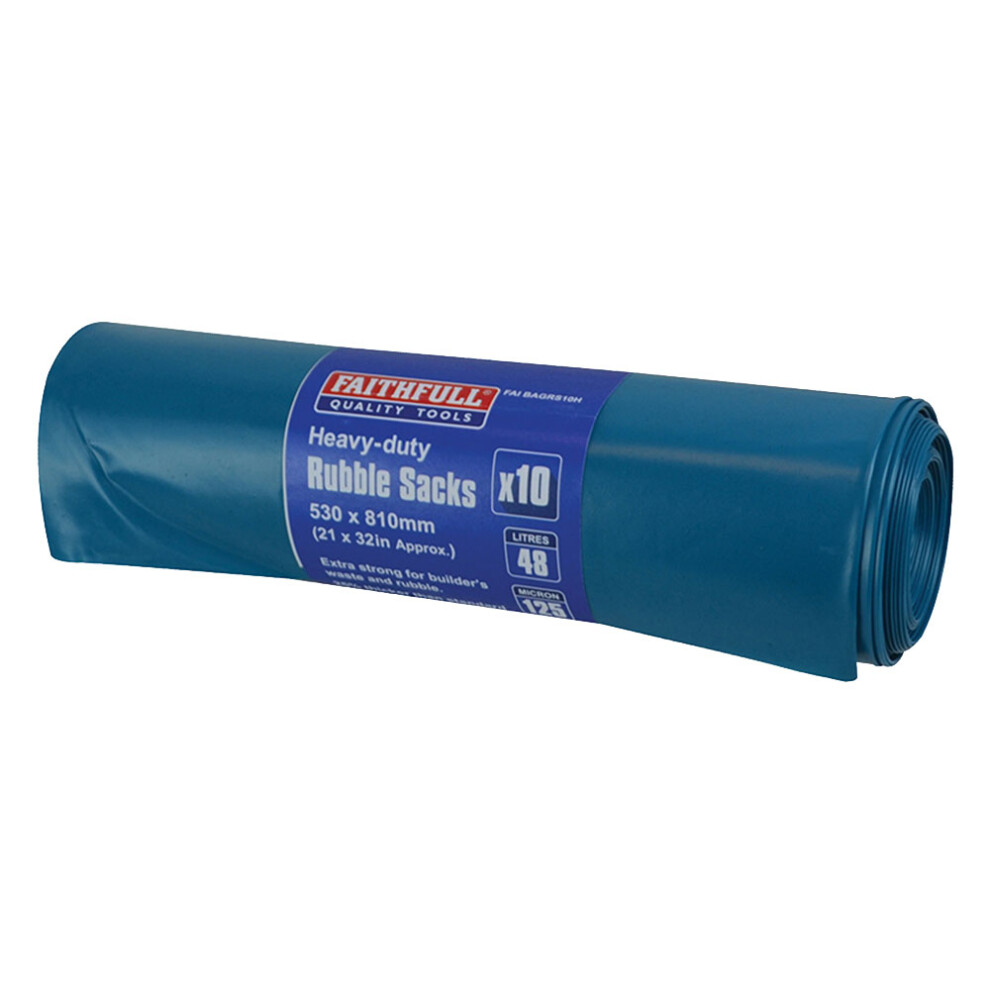 Faithfull FAIBAGRS10H Blue Heavy-Duty Rubble Sacks Pack of 10