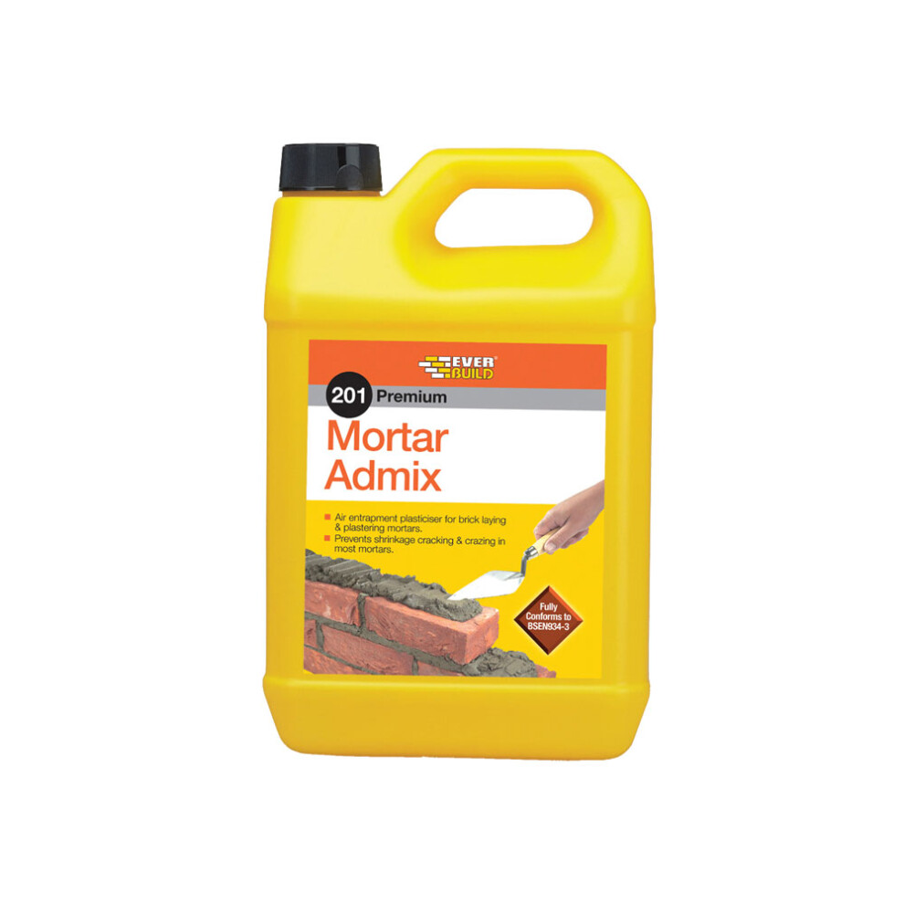 Everbuild 201 Mortar Admix Plasticiser Provides Better Consistency To Mortar 5 Litre