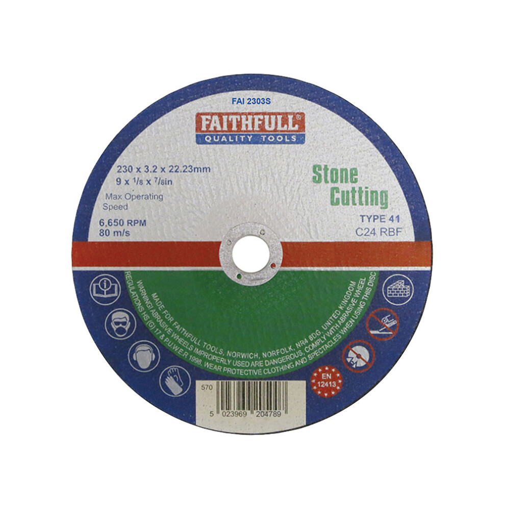 Faithfull FAI2303S Cut Off Disc for Stone 230 x 3.2 x 22mm