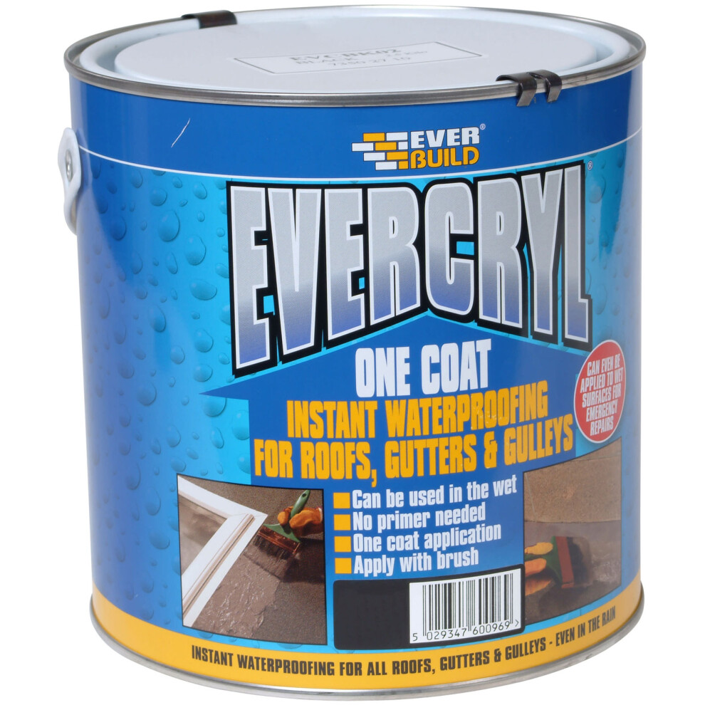 Everbuild Evercryl One Coat Roof Repair Compound Black 2.5kg