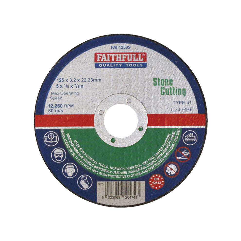 Faithfull FAI1253S Cut Off Disc for Stone 125 x 3.2 x 22mm