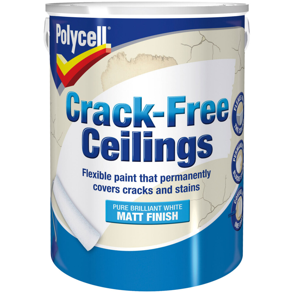 Polycell 5084976 Crack-Free Ceilings Smooth Matt 5 Litre