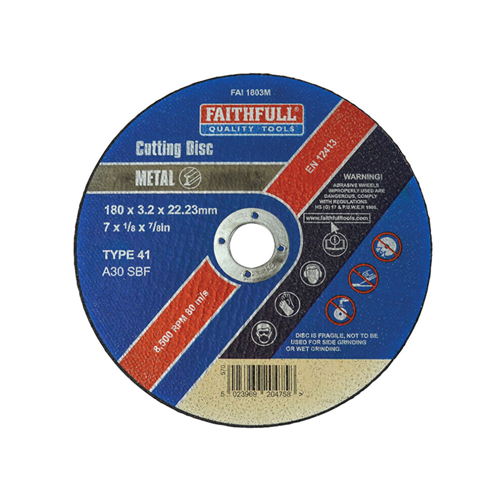 Faithfull FAI1803M Cut Off Disc for Metal 180 x 3.2 x 22mm
