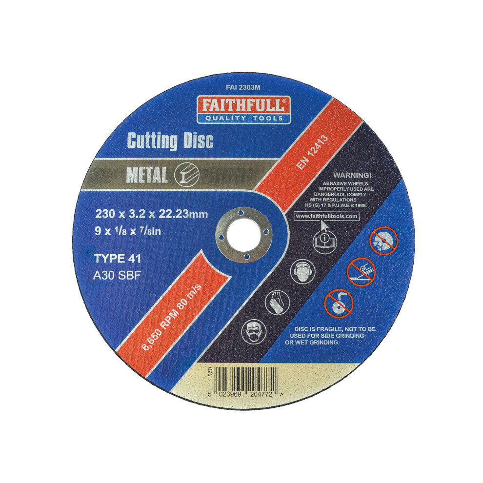 Faithfull FAI2303M Cut Off Disc for Metal 230 x 3.2 x 22mm