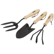 Carbon Steel Hand Fork, Cultivator and Trowel with Hardwood Handles