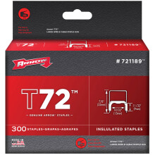 Arrow T72 Clear Insulated Staples Size: 11/32 x 19/32" - 8.7mm x 15mm Pack: 300