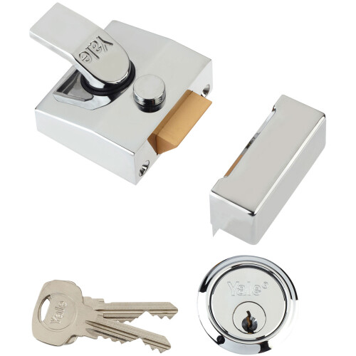 Yale Locks 630085001162 85 Deadlocking Nightlatch 40mm Backset Chrome Finish Box