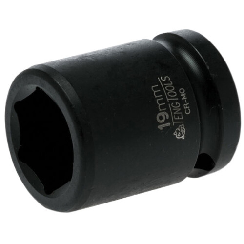 Teng Impact Socket Hexagon 6 Point 1/2in Drive 19mm