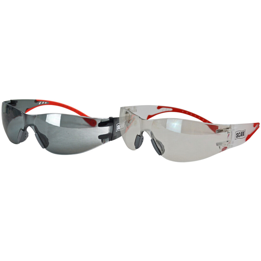 Scan Flexi Safety Specs / Glasses Clear & Smoke And Anti-Scratch, Uv Protection 5023969318516