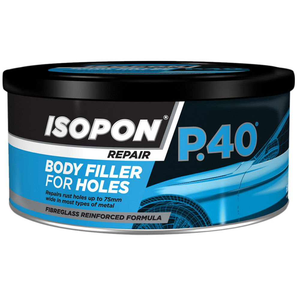 Isopon P40 Body Filler Metal Fibreglass Compound Bridging Holes Rust 600ml