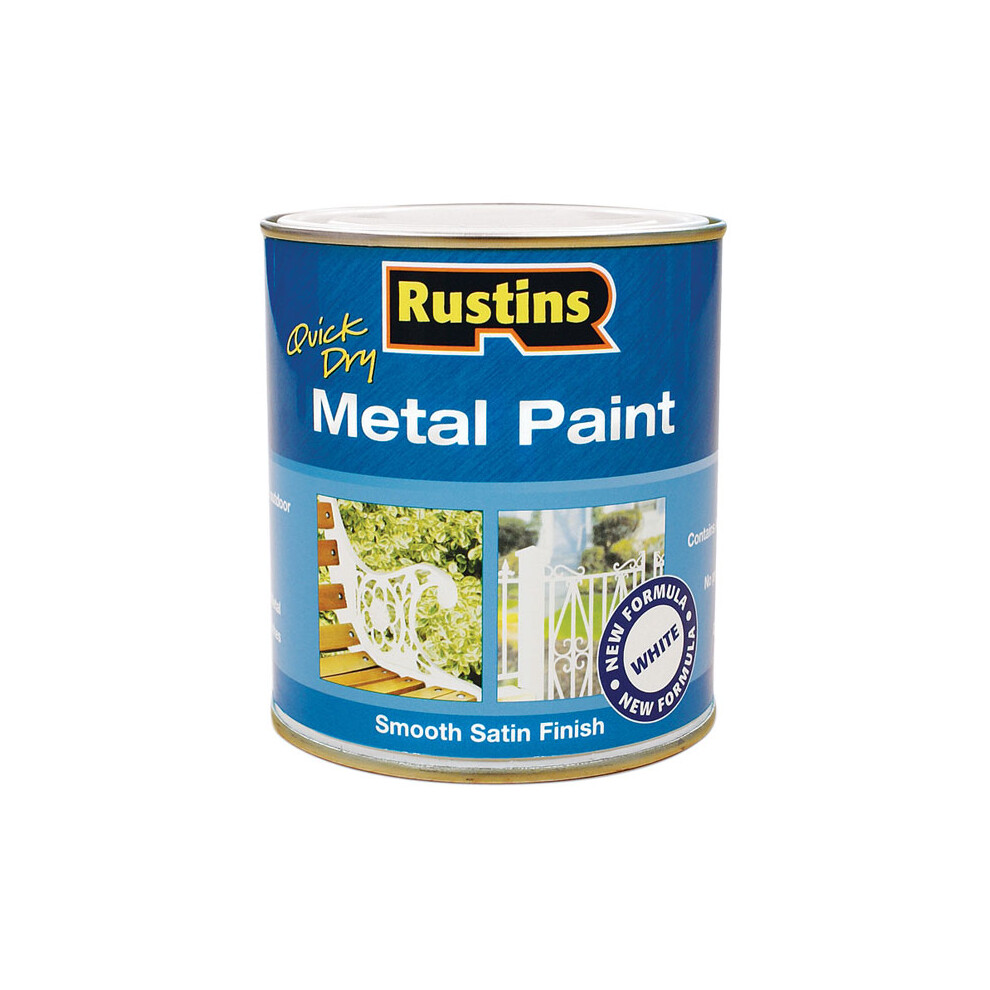 Rustins MPWH250 Metal Paint Smooth Satin White 250ml