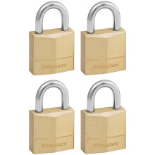 Master Lock Padlock, Solid Brass Body Lock, Keyed Alike, Best Used for Backpacks, Luggage, Computer Bags and More (Pack of 4)