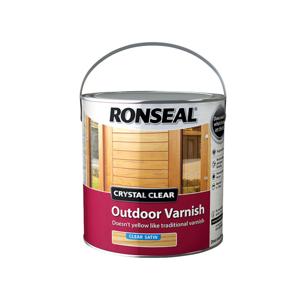 Ronseal CCODVS25L 2.5 Litre Crystal Outdoor Satin Finish Varnish - clear