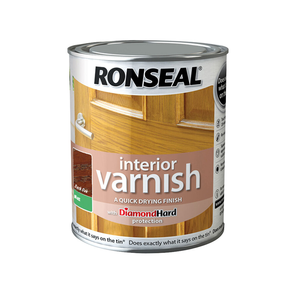 Ronseal 36865 Interior Varnish Quick Dry Matt Dark Oak 750ml