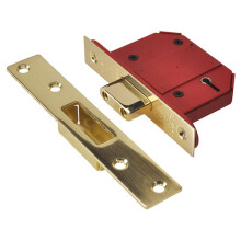 UNION StrongBOLT 2100S BS 5 Lever Mortice Deadlock 68mm 2.5" Satin Brass Visi