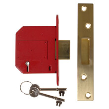 UNION Y2100S-PL-3.0 StrongBOLT BS 5 Lever Mortice Deadlock 81mm 3in Satin Brass Visi