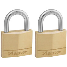 140EURT Pack of 2 Key Padlocks with Brass Body, Gold, 6 x 4 x 1,3 cm