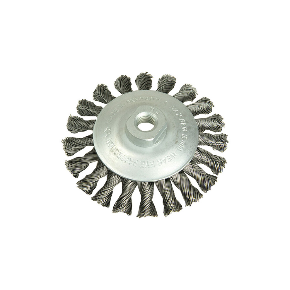 Lessmann 472.157 Conical Knot Brush 115Mm M14 X 0.35 Steel Wire 4017359046531