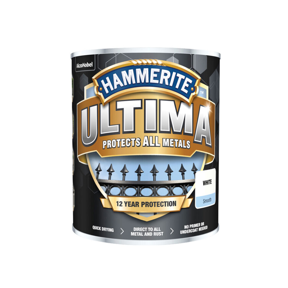 Hammerite Ultima Metal Paint Smooth 750Ml White