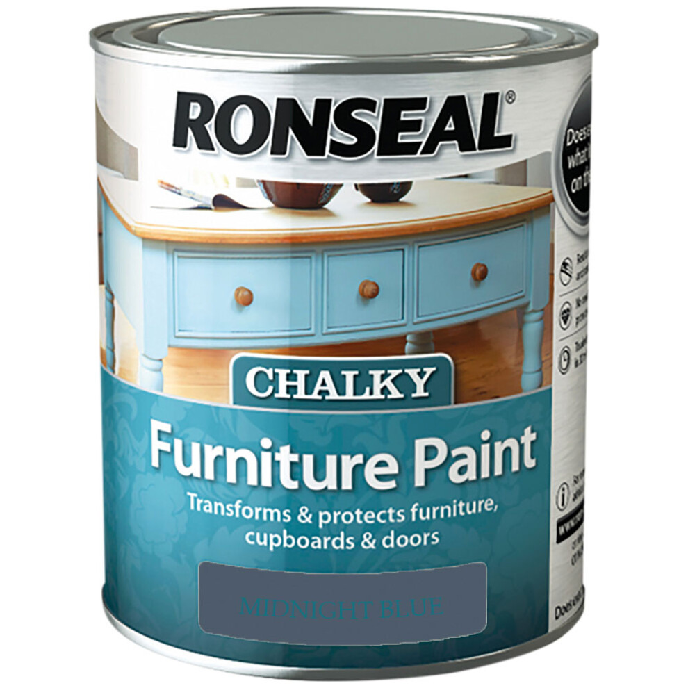 Ronseal 37488 Chalky Furniture Paint Midnight Blue 750ml