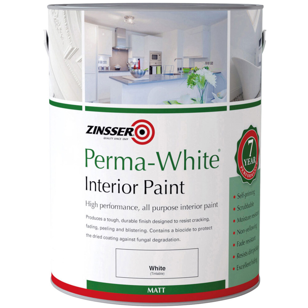 Zinsser ZN7070001D1 Perma-White Interior Paint Matt 1 Litre