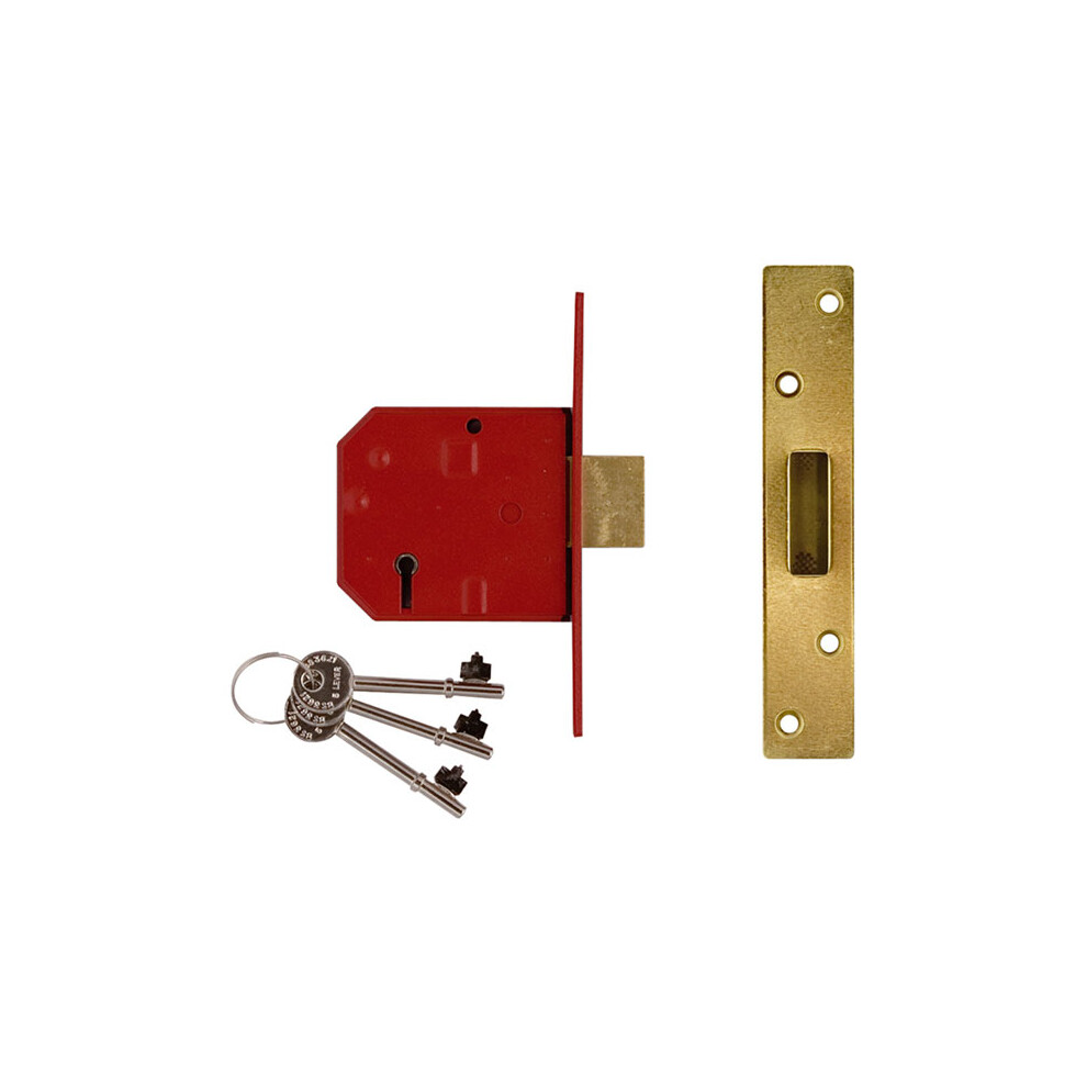 Union Y-2134-Pl-2.50 5 Lever Bs Mortice Deadlock Satin Brass Finish 67Mm 2.5In Visi 5011802036031