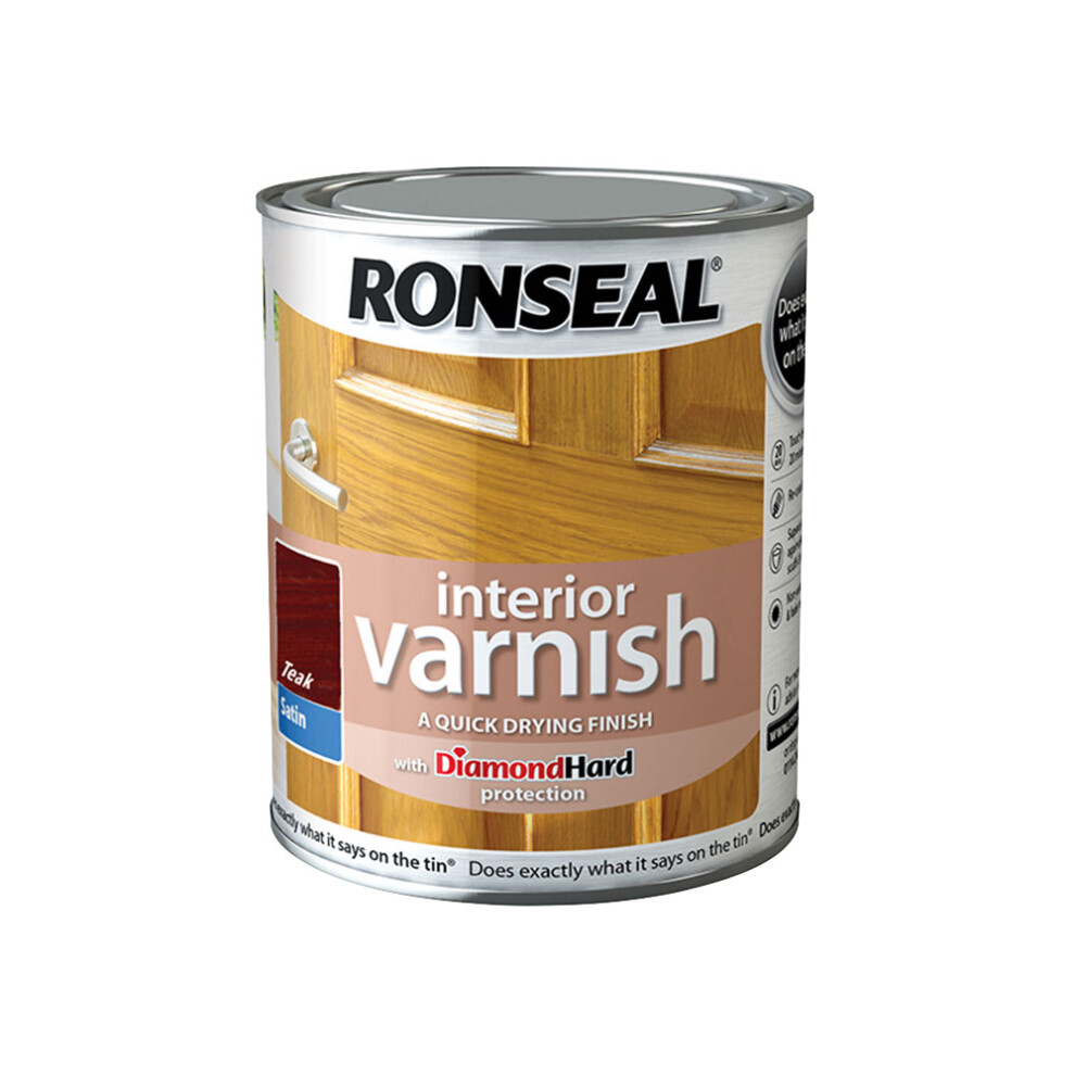 Ronseal RSLIVSTE250 250ml Quick Dry Satin Interior Varnish - Teak