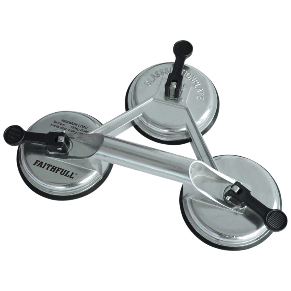 Faithfull FAISUCPAD3P Triple Pad Aluminium Pro Suction Lifter