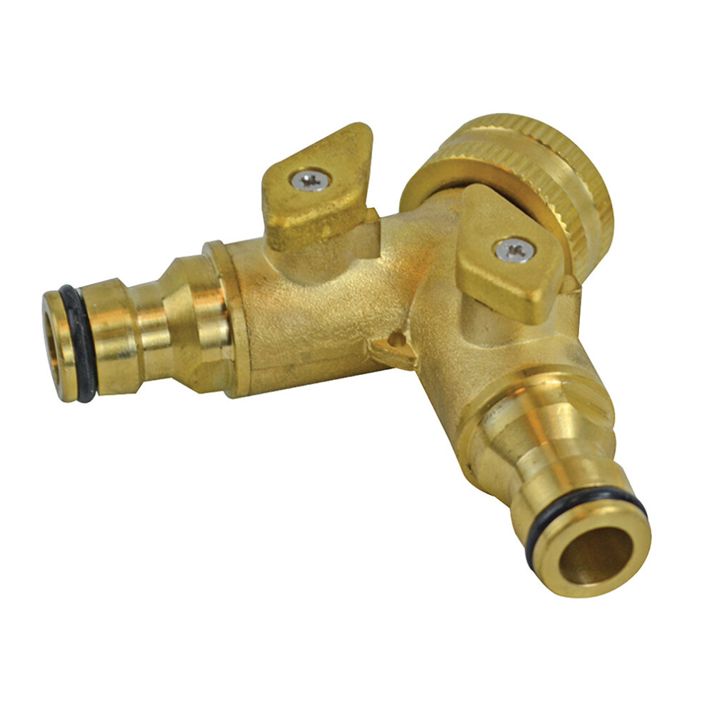 Faithfull FAIHOSE2WAY 2 Way Shut Off Valve 19mm (3/4in) to 2 x 12.5mm (1/2in)