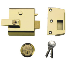 Yale Locks P1 Double Security Nightlatch Brasslux Finish 60 mm Backset Visi Pack