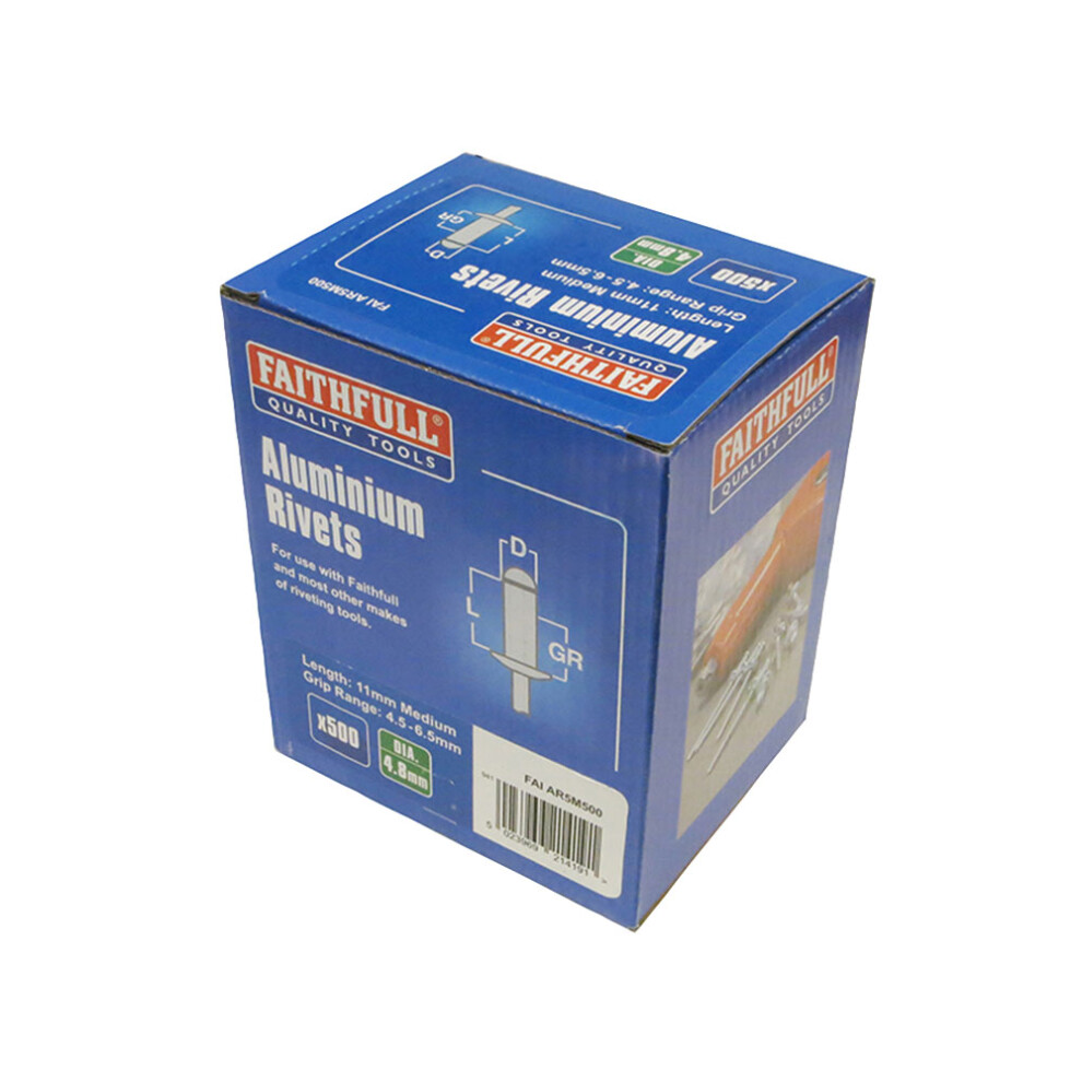 Faithfull Aluminium Rivets 4.8 x 11mm Medium Bulk Pack of 500 FAIAR5M500 - Image 8