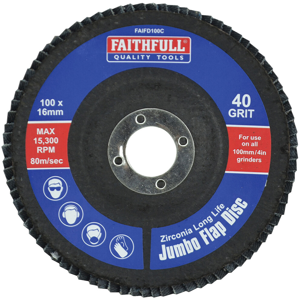 Faithfull FAIFD100C Flap Disc 100mm Coarse