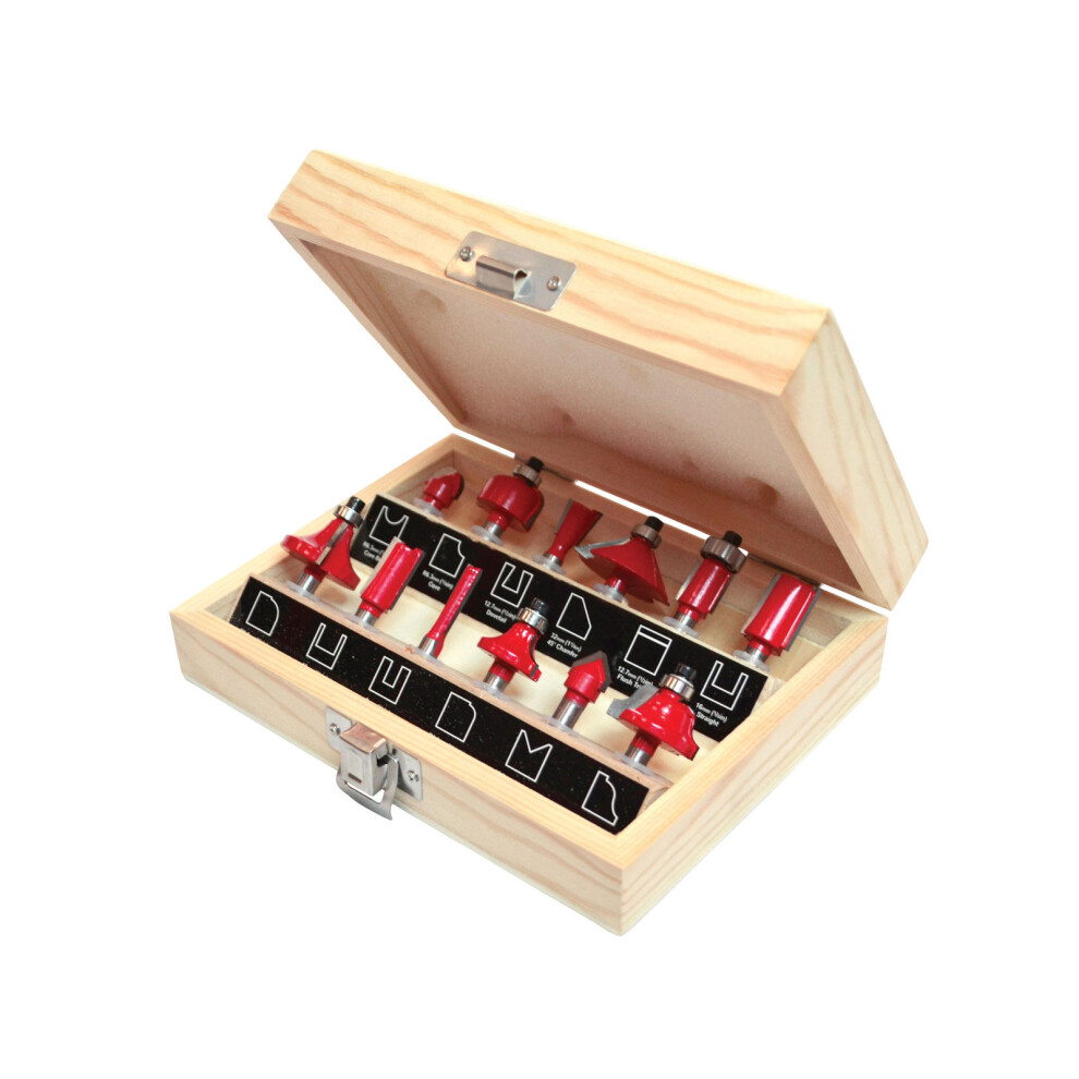 Faithfull FAIRBS12 Router Bit Set of 12 TCT 1/4in Shank