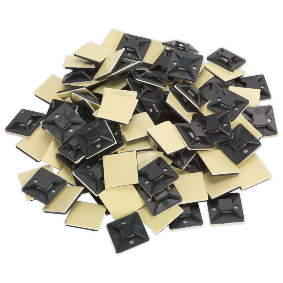 Self-Adhesive Cable Tie Mount 30 x 30mm Black Pack of 100