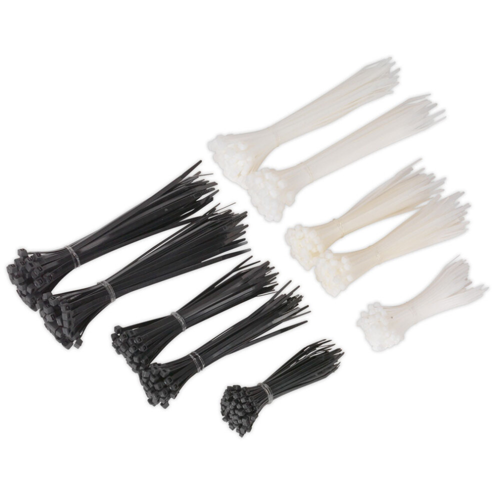 Cable Tie Assortment Black/White Pack of 600