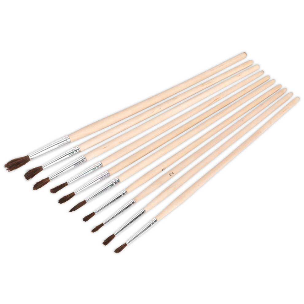 Touch-Up Paint Brush Assortment 10pc Wooden Handle