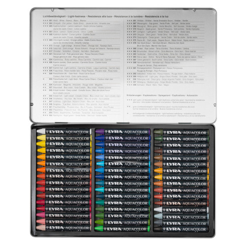 Lyra Aquacolor Water-Soluble Crayons 48/Pkg-Assorted Colors