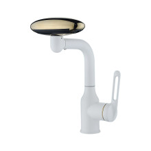 Robinet d'évier rotatif peu encombrant Pression d'eau-Blanc 1