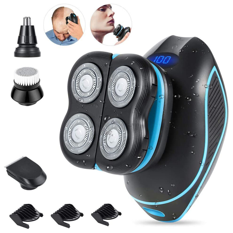 Revolutionary Bald Head Shaver, Wet/Dry Shaving Cordless ScalpSafe Rotary Electric Shaver With Flexible Blades And IpX7 Waterproof Design, Complete