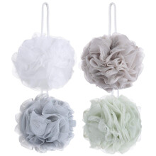 Mesh badspons, zachte huidverzorging, exfoliërende bodyscrubber, diverse kleuren, zacht en comfortabel, handige lus om op te hangen, 4 stuks