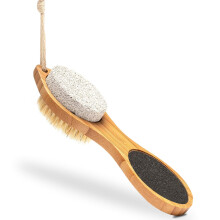 Fußpflege-Set, 4-in-1-Multifunktionswerkzeug zur Hornhautentfernung und Fußmassage, Griff aus natürlichem Bambus, Peeling und Reinigung mit