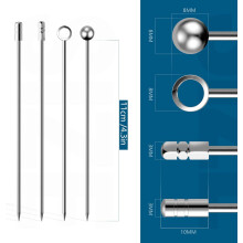 Reusable Circle Top Picks, Stainless Steel Cocktail Toothpicks, 4.3 Inches in Total Length for Cocktail Presentation Excellence