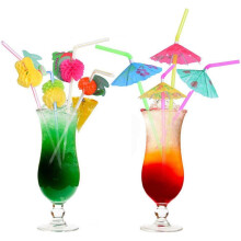 Paraplysugrör med riktigt paraply, dekorativa swizzle-pinnar för kreativ dryckespresentation hemma och på fester, blandade färger (100 st)