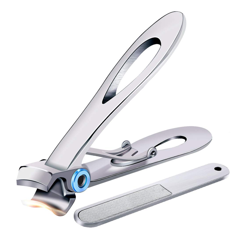Heavy Duty Nail Clipper, Stainless Steel, Ergonomic Design, Sharp Blades For Thick Nails, Includes Nail File And Storage Box