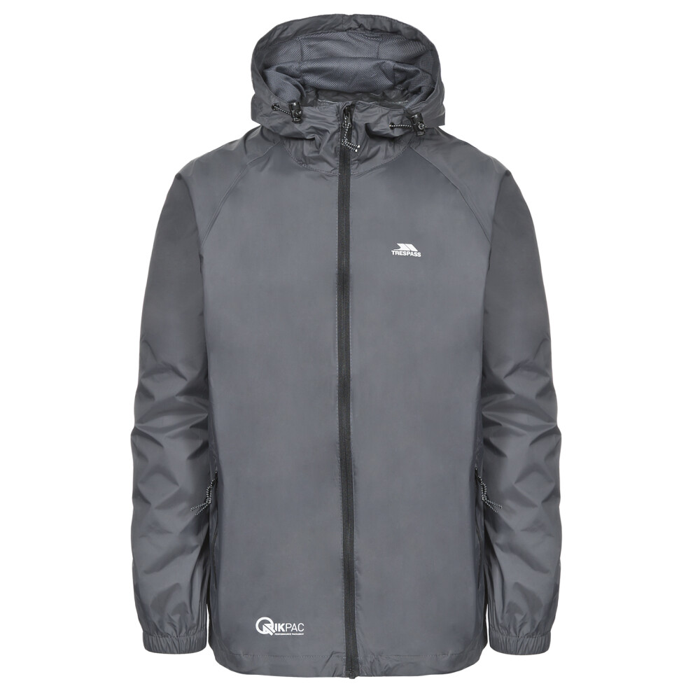 Trespass (Xl, Flint) Adults Waterproof Jacket Packaway Qikpac Grey
