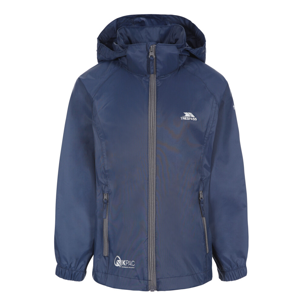 Trespass (7-8 Years, Navy/Carbon) Qikpac X Waterproof Packaway Jacket
