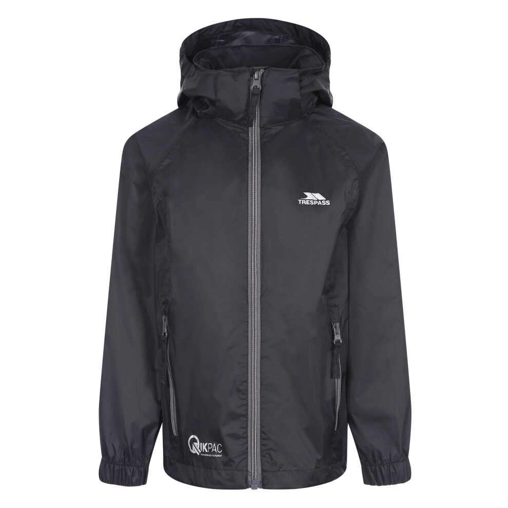 Trespass (5-6 Years, Black / Carbon) Qikpac X Waterproof Packaway Jacket