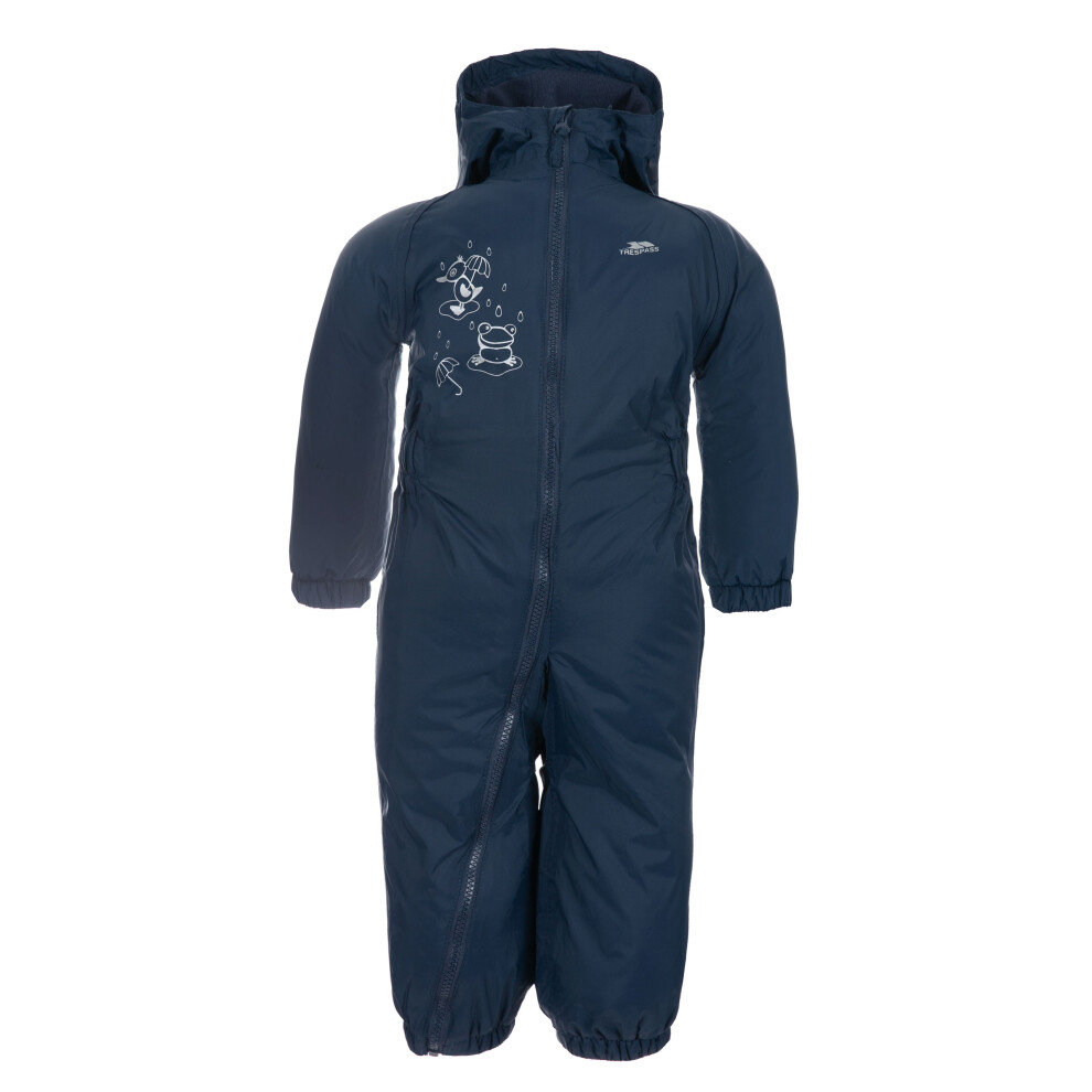 Trespass (6/12, Navy Blue) Babies Rainsuit Waterproof Dripdrop
