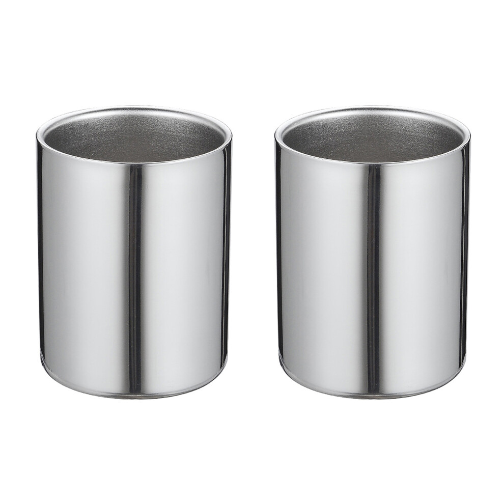 2pcs Rustproof Toothbrush Cups Stainless Steel Travel-400ml